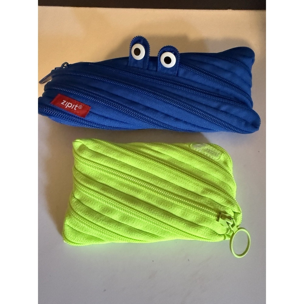 Adorable! Zipit Monster Blue Pencil Case & Neon Pouch